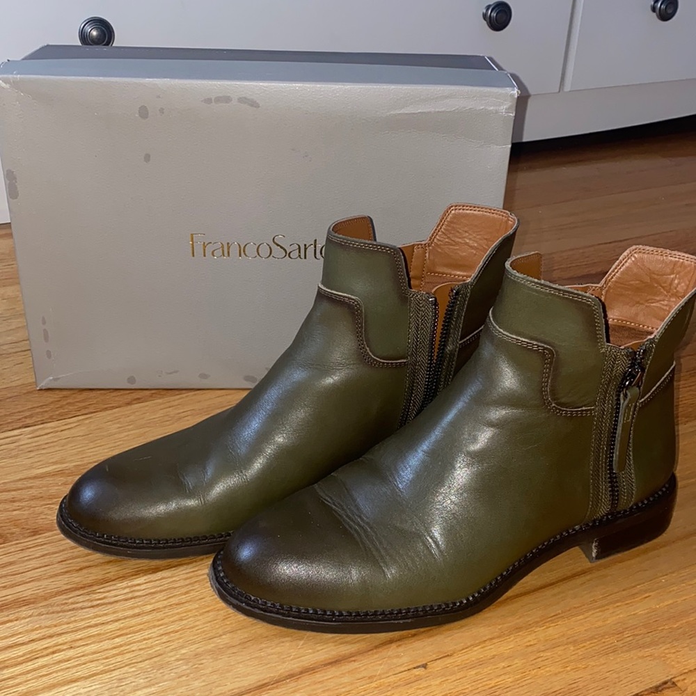 🧡 Franco Sarto Olive Green Halford Leather Boots